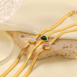 Stainless Steel 18K Gold Plated Bracelet For Women 2023 Classical Fashion Heart Zircon Bracelets Jewelry Gift