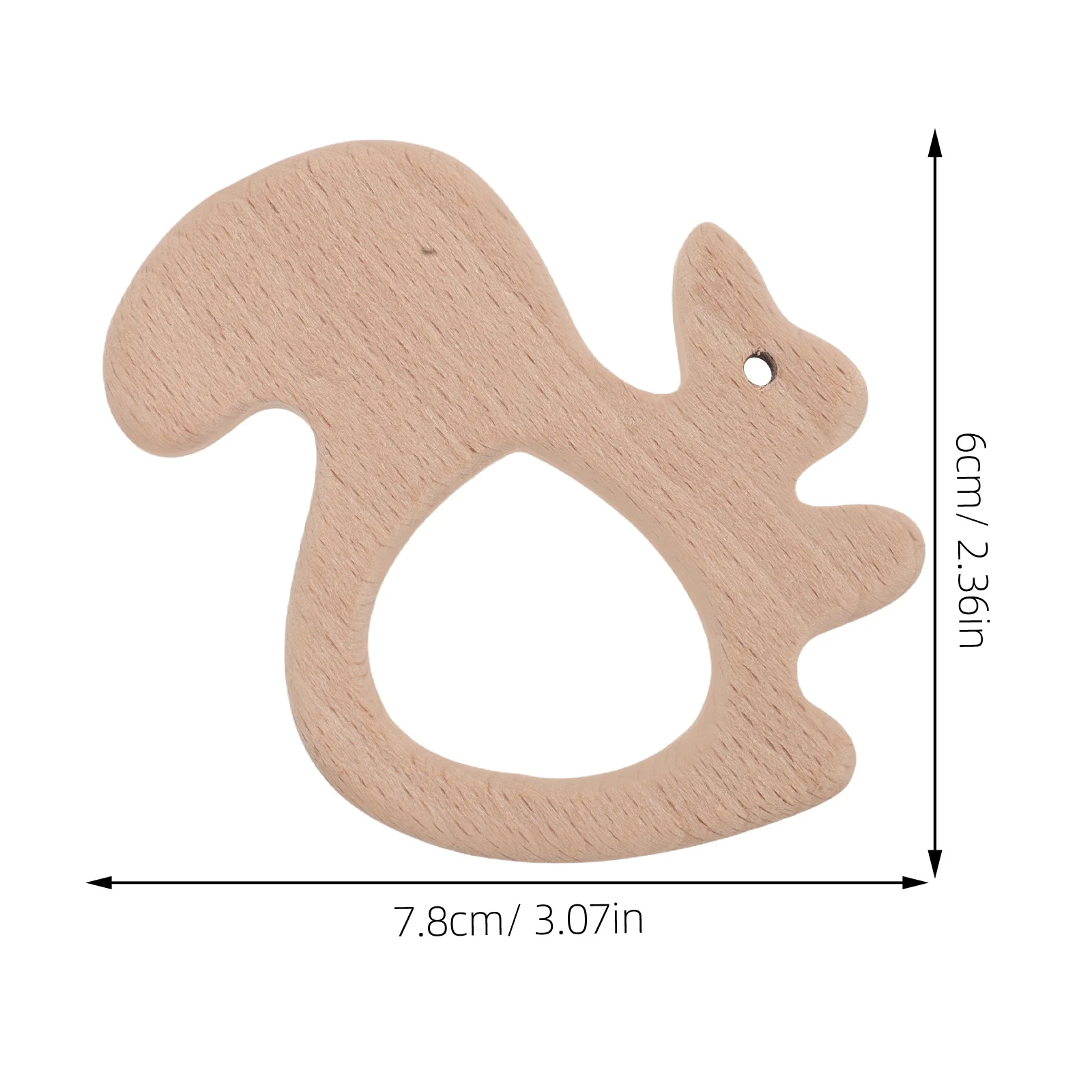 Mordedor de Madera de Haya Hecho a Mano con Diseño de Animales, Ayuda para la Dentición de Bebés, Herramienta Calmante Portátil para Bebés, Madera Natural