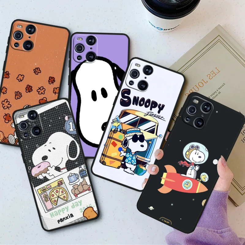 Cartoon Snoopy Cool For OPPO Find X6 X5 X3 X2 F21S F21 Pro Lite Neo Black Silicone Fundas Soft Phone Case