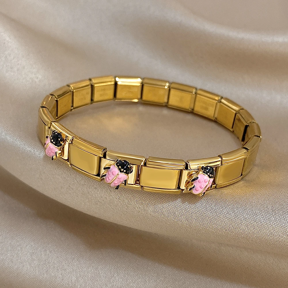 جديد الإيطالية سحر مطاطا الفولاذ المقاوم للصدأ خنفساء سوار أساور للنساء الرجال موضة حزام الساعات ربط سلسلة مجوهرات قابل للتعديل