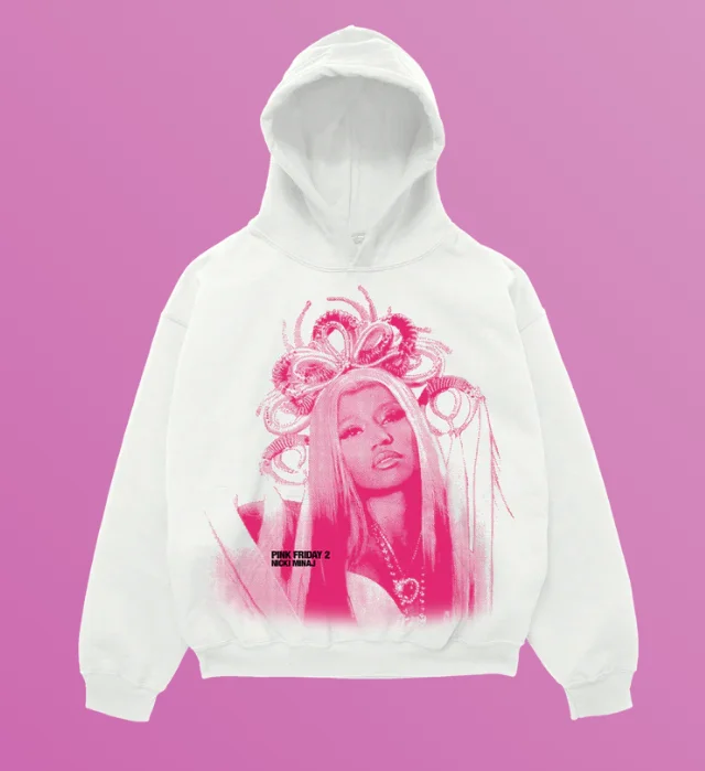 Rap Singer Nicki Minaj Pink Friday 2025 World Tour Printed Autumn New Hoodie Retro Casual Loose Long Sleeve Fashion Street Wear