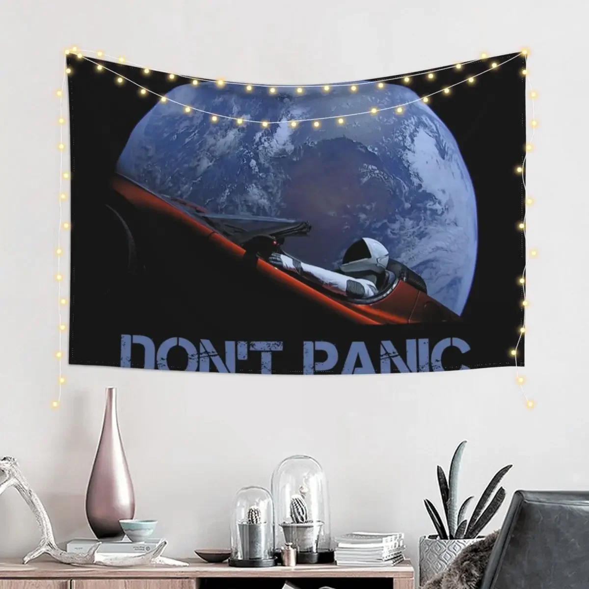 DON'T PANIC Starman Tapestry Aesthetic Room Decoration Decoration For Rooms Bedroom Decoration Tapestry