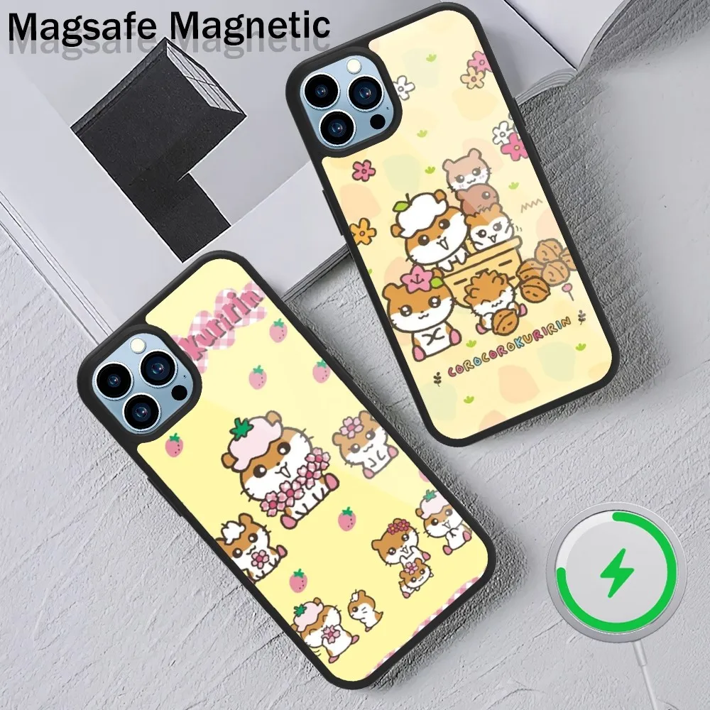 Miniso Cartoon Coro Coro Kuririn Phone Case For iPhone 15 14 13 12 11 Plus Pro Max Magsafe Magnetic Wireless Charging