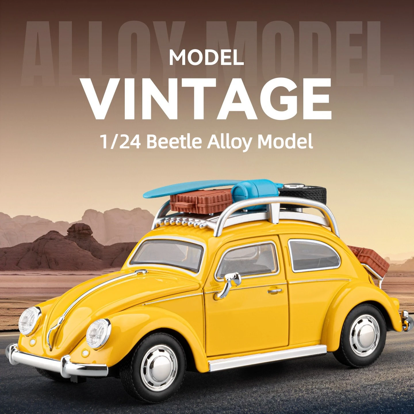 

1:24 Beetle Vintage Classic Car with Sound and Light Toy Car Model Ornament Diecast Alloy Car Model Collectible Gift