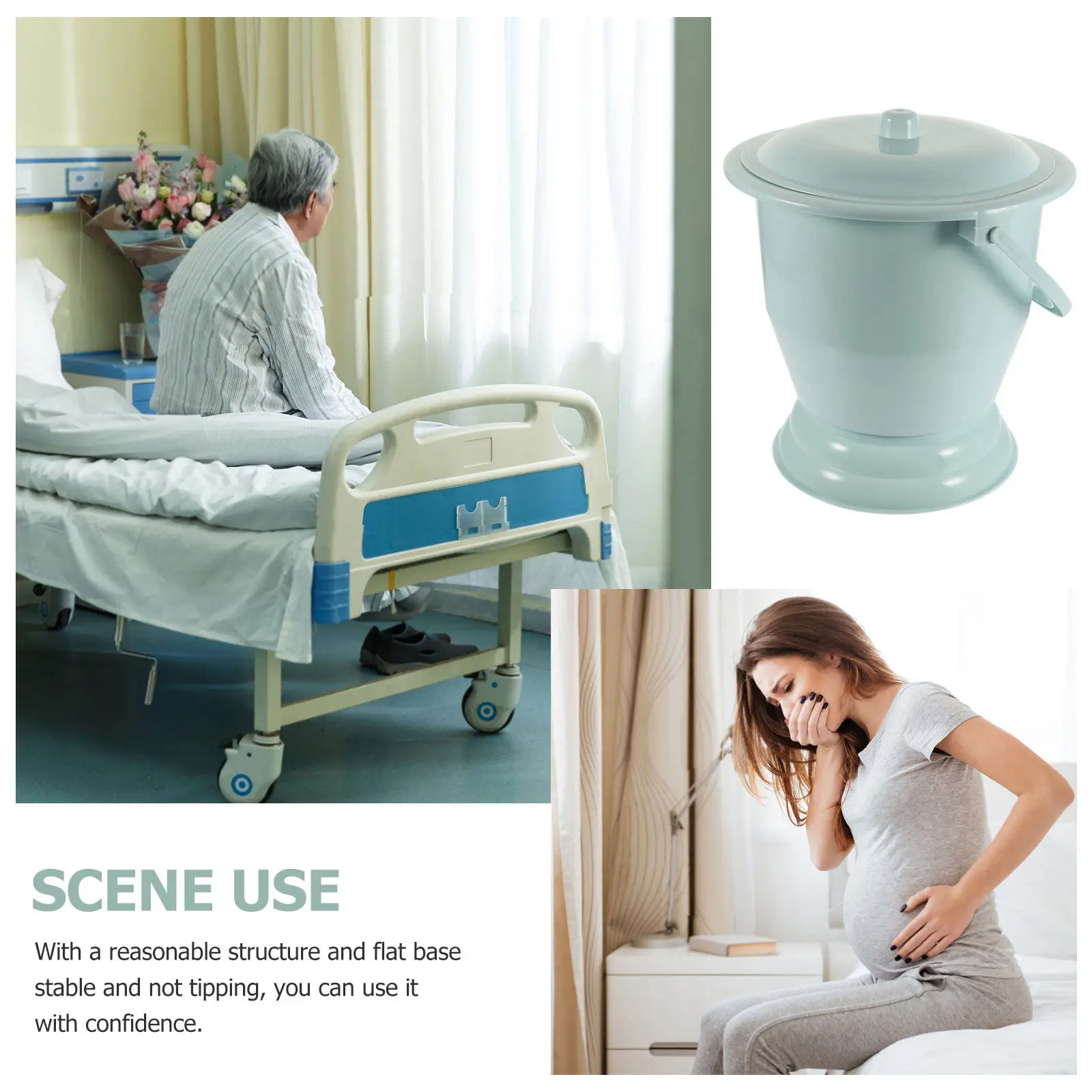 Premium Plastic Chamber Pot with Lid Portable Urine Bucket for Elderly Pregnant Women Bedroom Night Use Home Bedpan