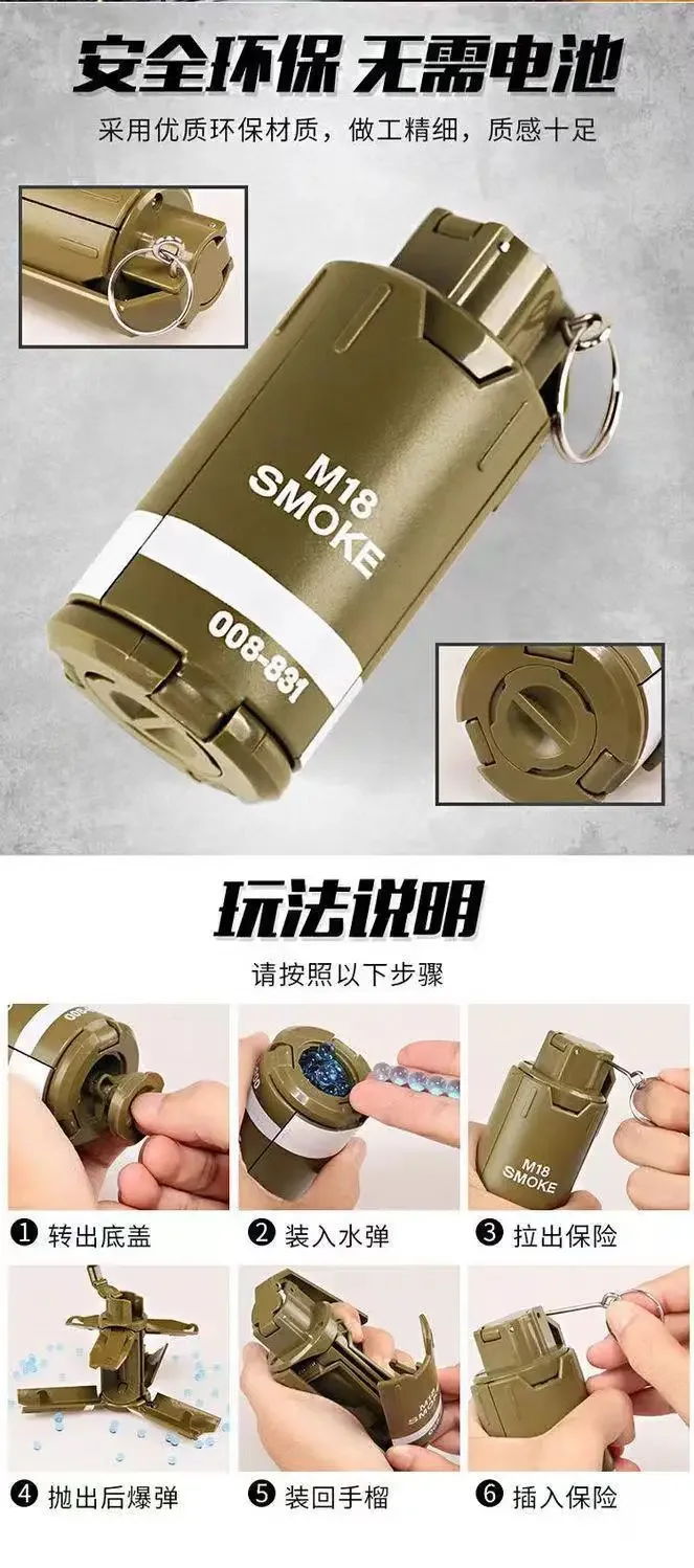 M18 Smoke Explosive Water Gel Grenade Model Military Toy for Adults Boys Kids CS GO Look Real Movie Prop Funny Birthday Gift