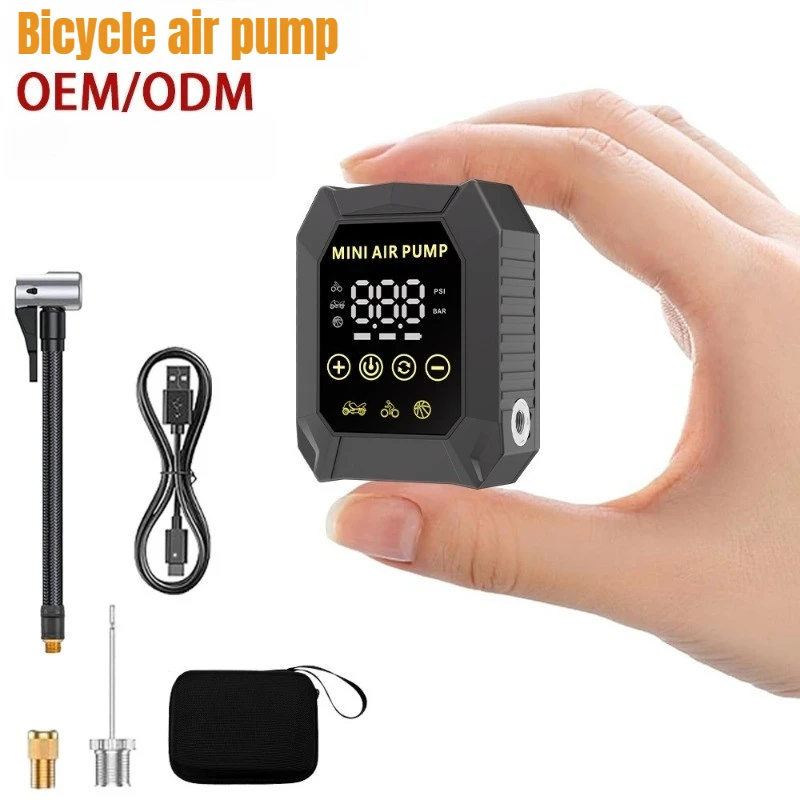 

150Pis Mini Portable Bike Electric Air Pump 900mAH Type-C Compressor Tire Inflator MTB Road Bicycle Pump with LED Display