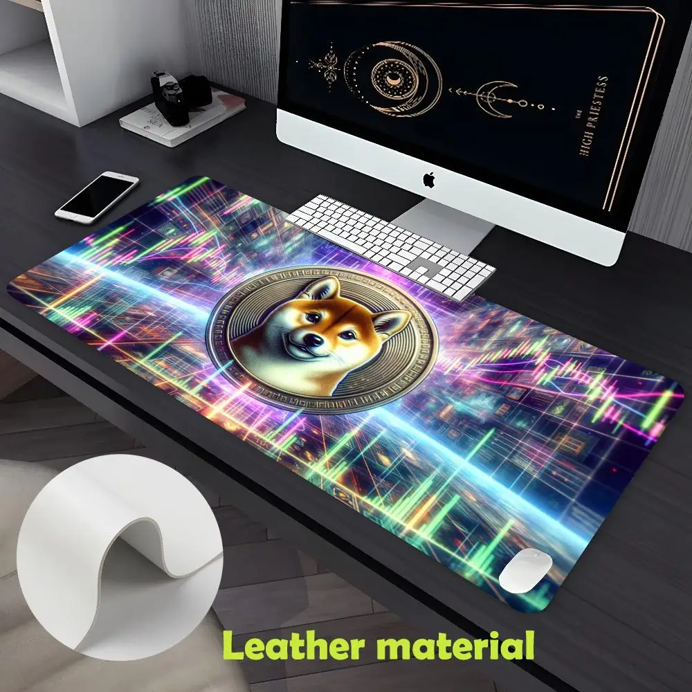 Shiba Inu coin Shib Mouse Pad Large Gaming Pad XXL Desk Mat Non Slip Double Sided PU Game Mouse Computer Leather Keyboard Mat