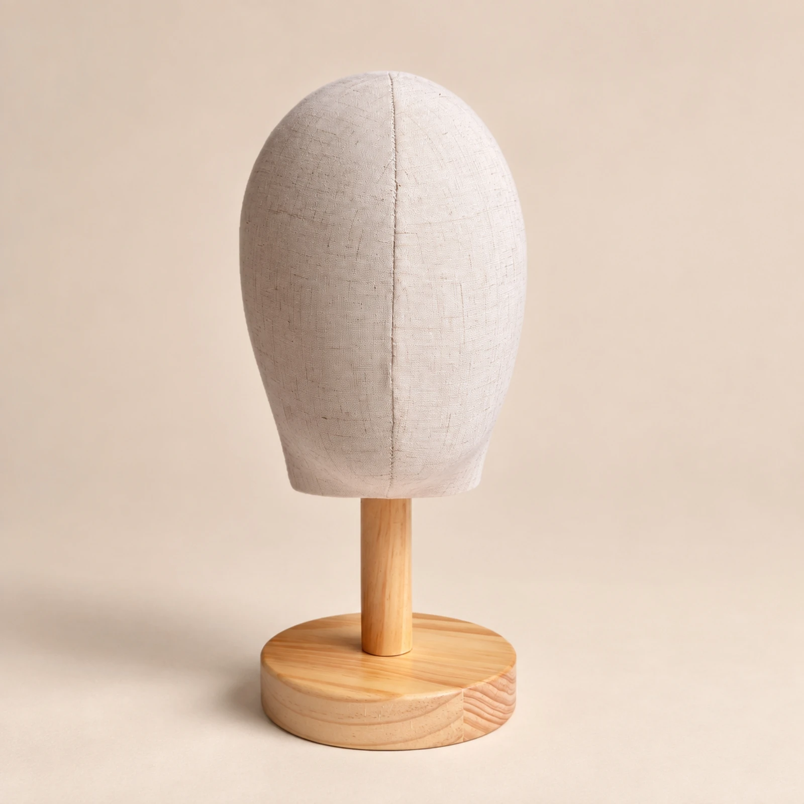 Cloth-Covered Mannequin Head with Wooden Base Versatile Hat Display Mannequin Head Freestanding Upright for Retail Counters