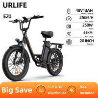 URLIFE E20 Electric Bike For Adults 250W Motor Electric Bike 48V 13AH 20 Inch Tires City Commuter Electric Bike