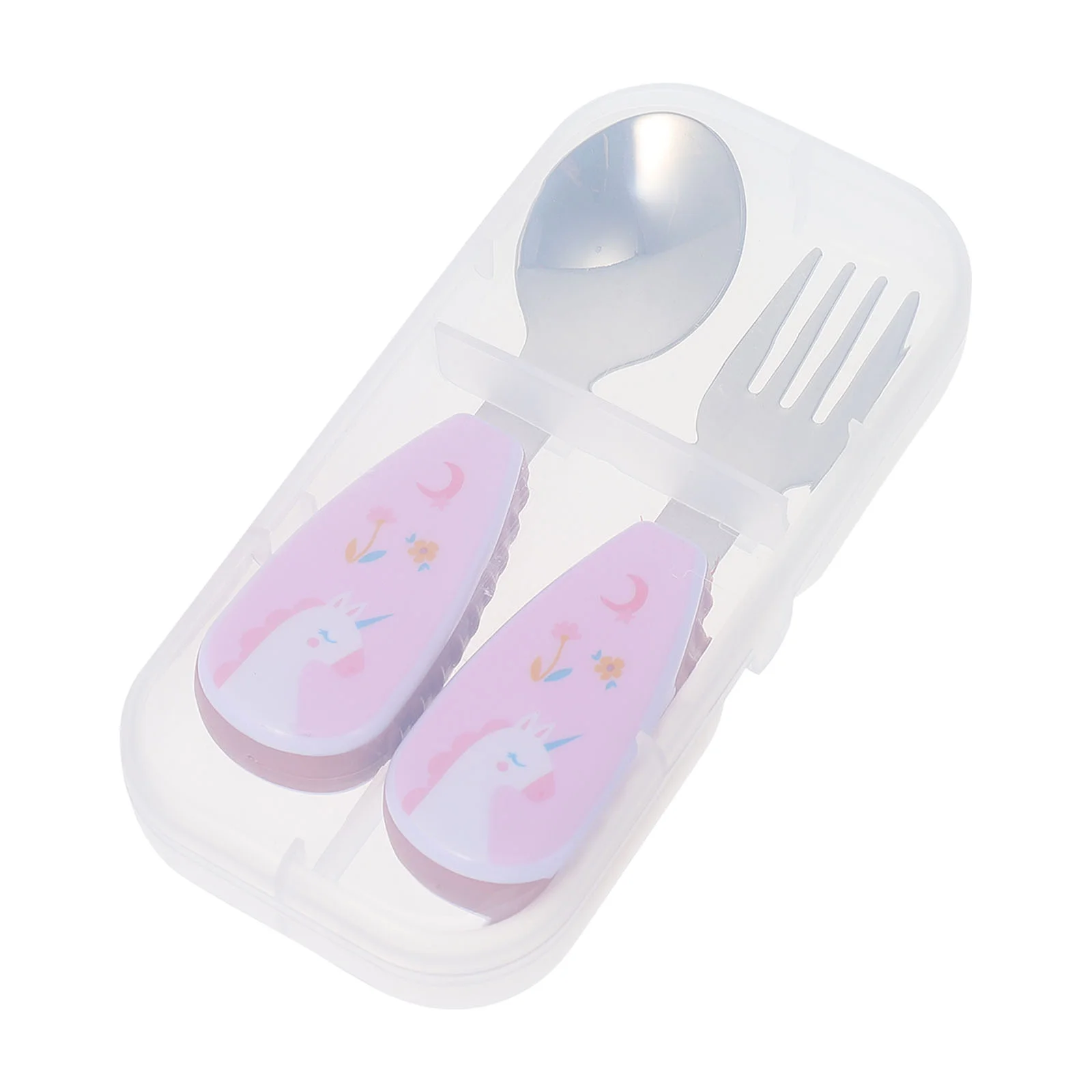 Food Training Spoon Infant Tableware Feeding Dinnerware Flatware Baby Dinning Utensils Stainless Steel Fork Lightweight