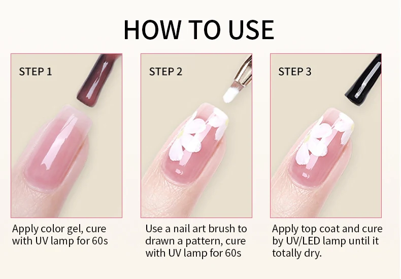 R ​ S NAIL Semi-solid Painting Gel Nagellack Schwarz Weiß Farben 3D Blume Zeichnung Gel Soak Off LED UV Paint Liner Cure Lack – Detail 10