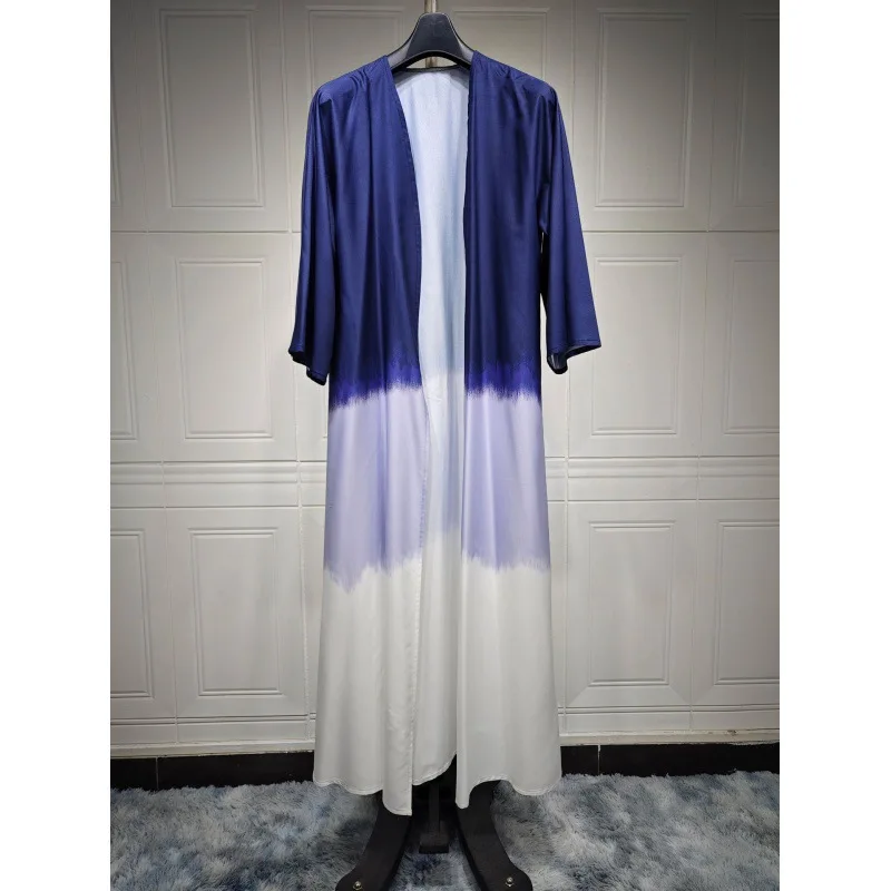 Tie-dye Long Muslim Dress Women Cardigan Caped Summer Kaftan Loose Casual Abaya Women Clothes Dress Musulmane Vestidos Largos