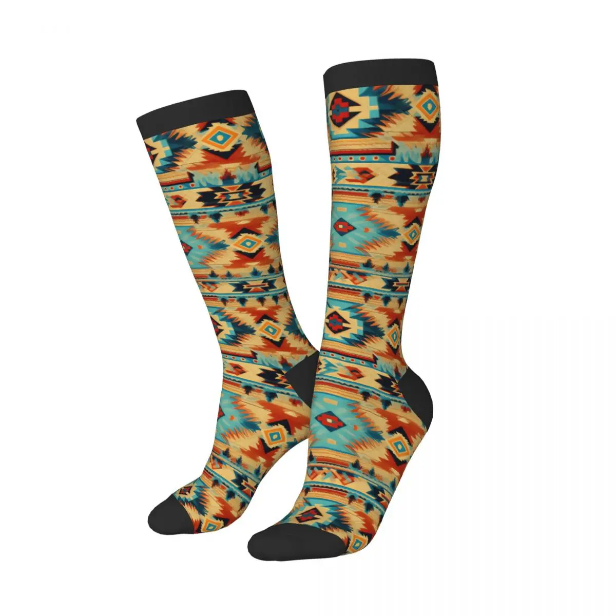 Stockings Funny Autumn Casual Warm Socks Native Inspired Geometric American Pattern Soft Winter Knee High Socks