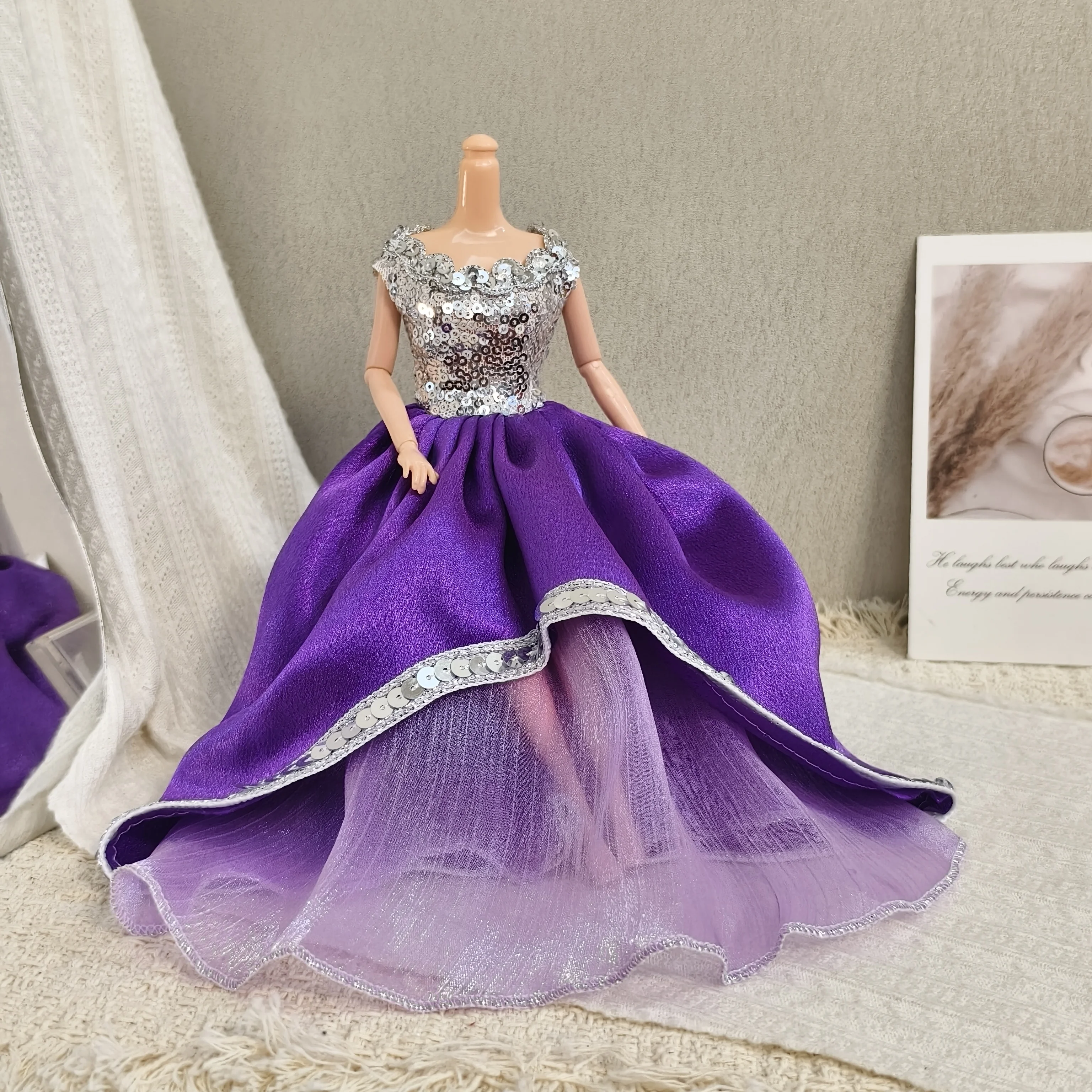 

Luxury Fashion Temperament Sequin Off-Shoulder Evening Gown For 1/6 Babi Xianxian Supermodel Doll 30cm Doll Clothes Accessories