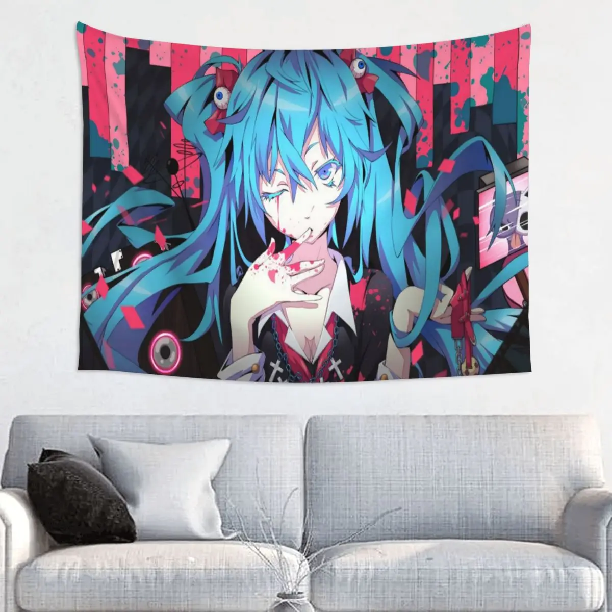 

Hatsune Miku Tapestry Hippie Polyester Wall Hanging Home Decor Curtain Retro Wall Tapestry