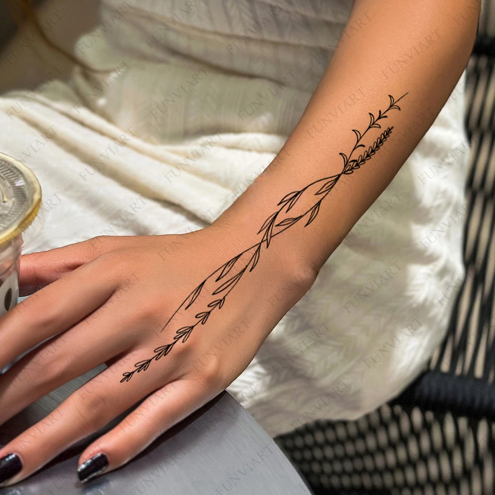 8pcs Long Size Tattoo Stickers for Women Body and Back Moon Floral Lotus Buttferfly Temporary  Tattoos Disposable Fake Tattoo