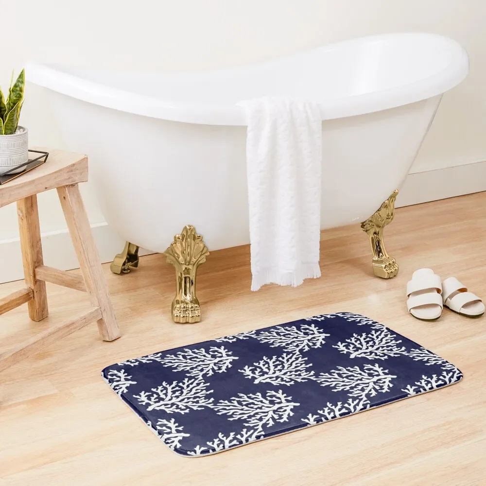 

Blue and white coral Bath Mat Bathroom Rug Set Bathroom Gadgets Bathroom Carpets Mat