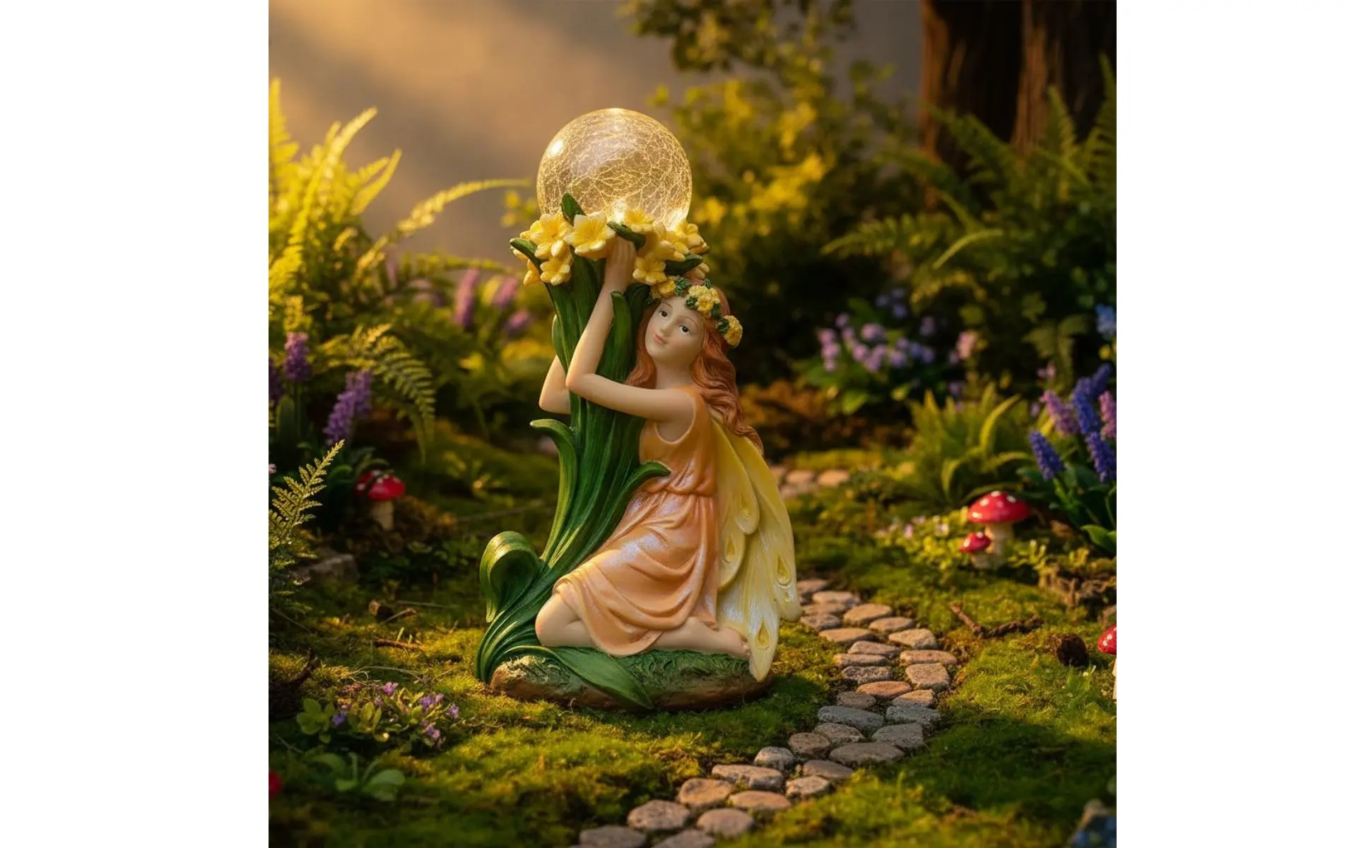 Solar Fairy Statue LED Lights Garden Fairy Light Outdoor Decor Warm Radiance for Patio