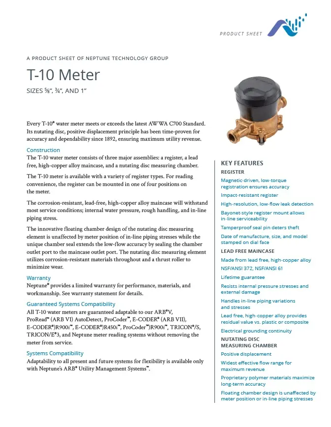 Direct Read Bronze Meter w/ Couplings - Measuring in Gallons