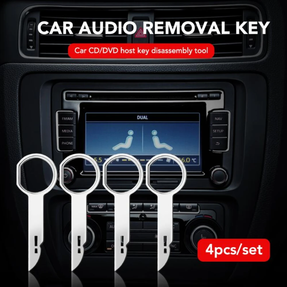 4pcs Radio Stereo Removal Extractor Key Release Pin Head Unit Audio Install Tool Car Parts