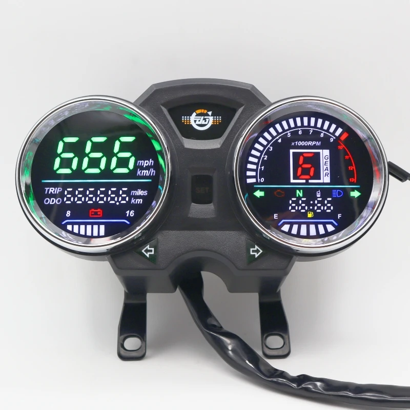 MotoQueen LED cyfrowy prędkościomierz motocyklowy RPM deska rozdzielcza 1-6 biegów dla GN125 GN150 125cc 150cc