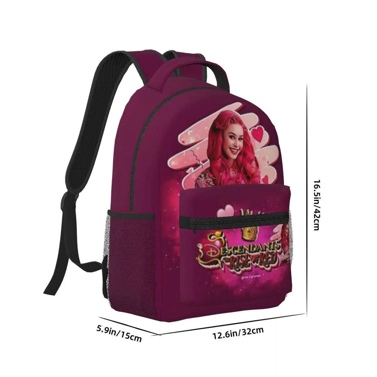 Descendendands 4 The Rise Of Red - Ruby Rose Turner As Bridget Queen Of Hearts Pink para niñas y niños, mochila para estudiantes de gran capacidad