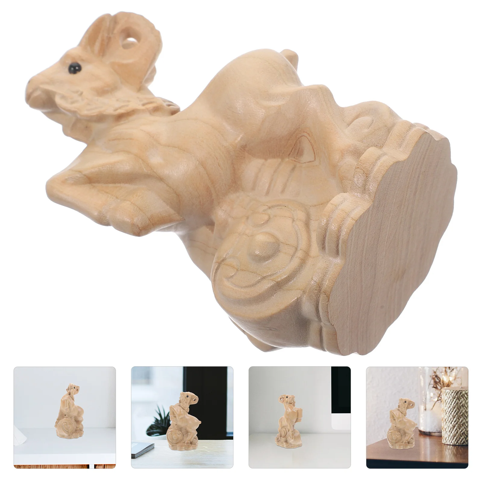 

Garden Zodiac Wood Carving Ornaments Animal Figurines Small Animals Goat Statue Decoration