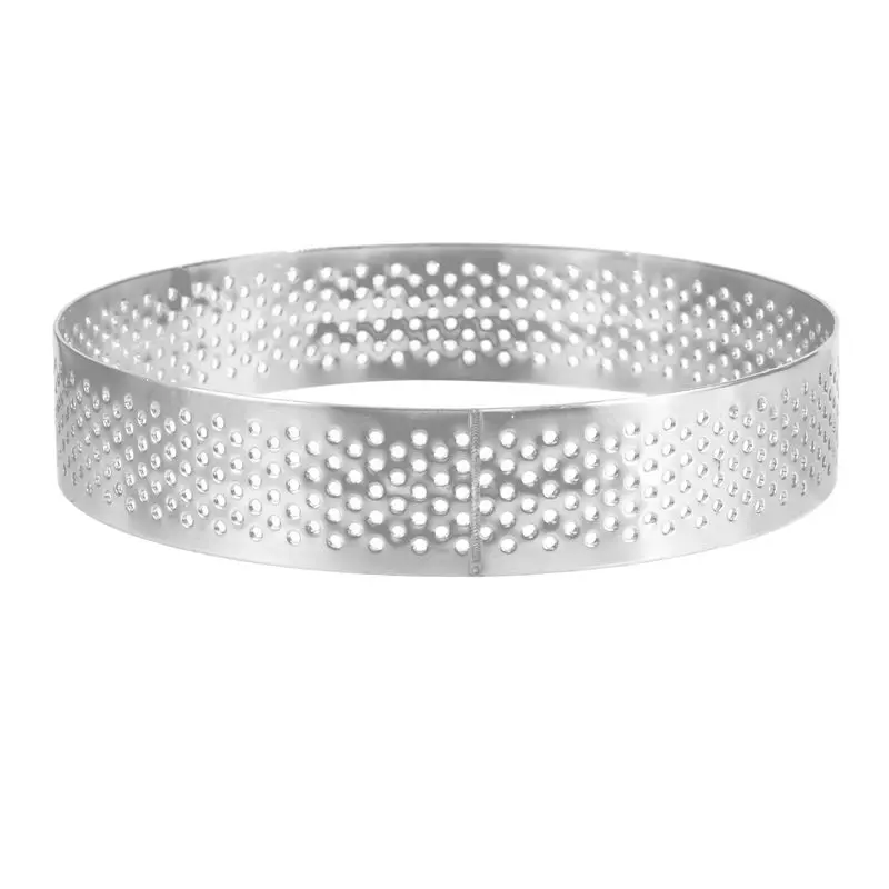 ABMI-24Pcs Circular Porous Tart Ring Bottom Tower Pie Cake Mould Baking Tools Heat-Resistant Perforated Cake Mousse Ring,10Cm,