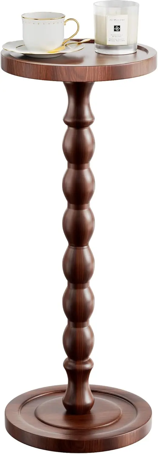 

Маленький круглый приставной столик из массива дерева для гостиной, спальни, офиса, цвет темный орех