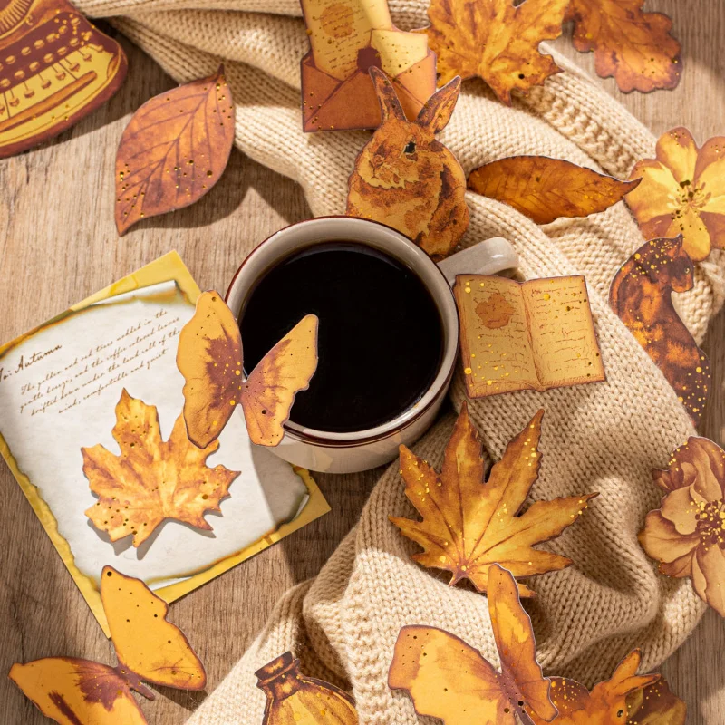 20-Sheet Creative Coffee Stain Dyed Gold Foil Stickers, Unique Coffee Stain Patterns with Gold Foil Accents, for Journal