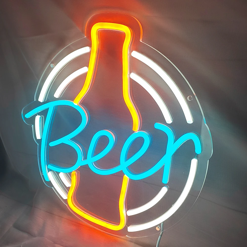 Beer Neon Light Sign Lighted Beer Signs LED Neon Signs Beer Bar Pub Recreation LED Neon Lights Art Wall Decorative Sign