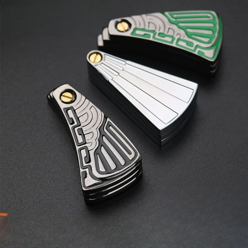 

Metal push card folding fan, decompression creative fun portable magnetic tool
