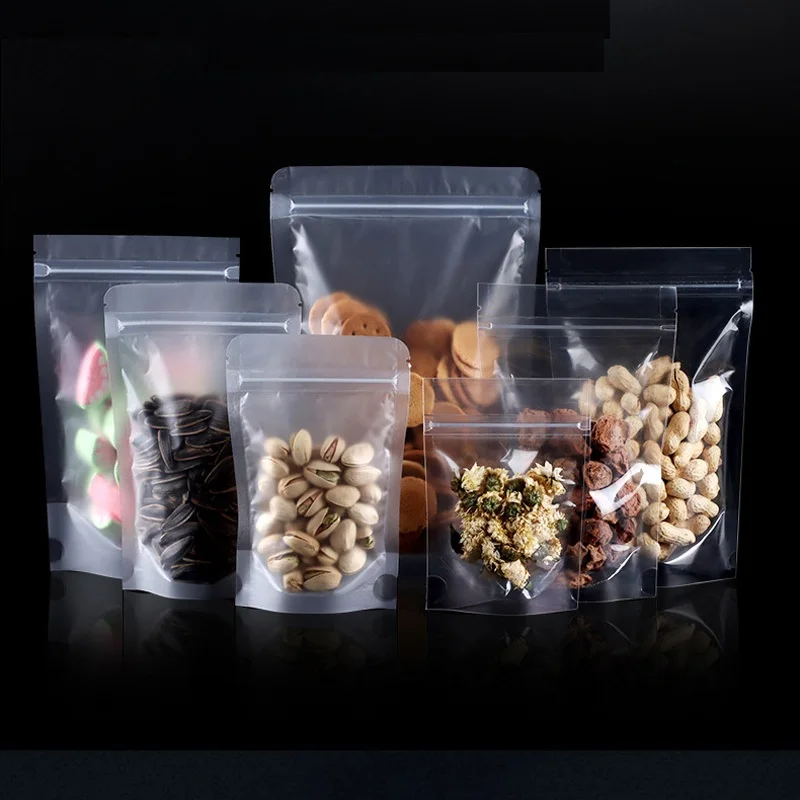 

1000Pcs 2 Style Transparent Frosted Zip Lock Plastic Bags Mylar Bag Ziplock Stand Up Food Spice Powder Packaging Pouch Clear