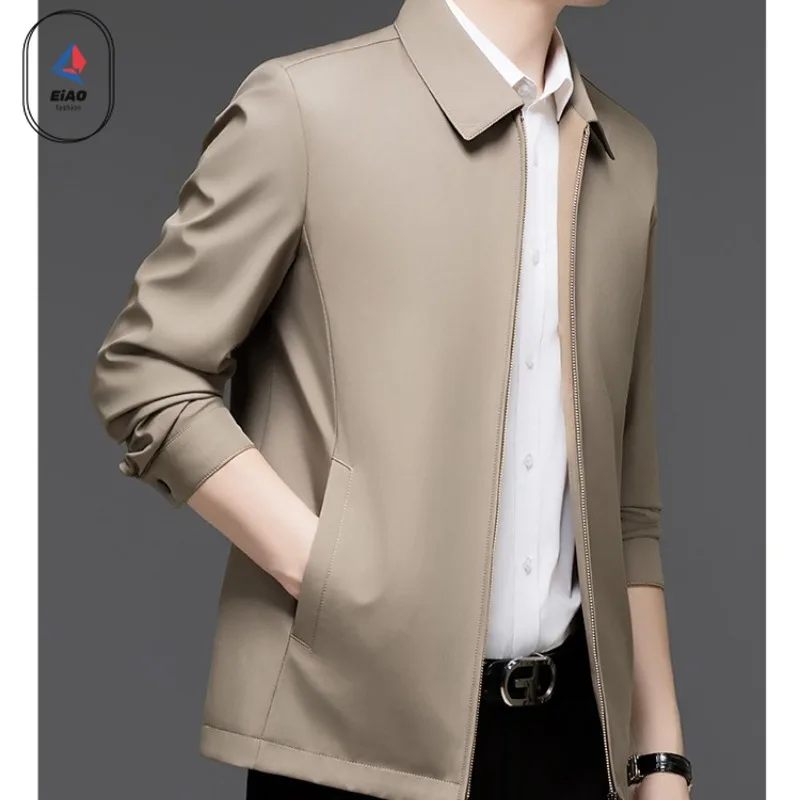 

​Men Suede Leather Jacket Autumn Winter Korean Style Business Casual Slim Solid Color Zipper Coat Windproof Tactical Outerwear​