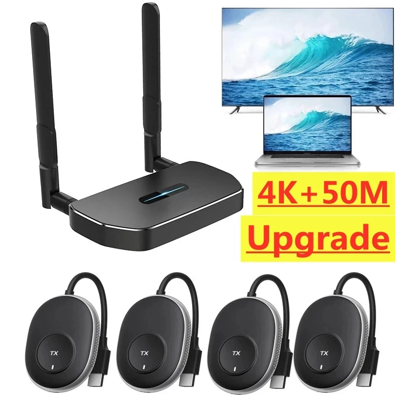 

50M Wireless HDMI Video Transmitter and Receiver Extender Display Adapter Dongle 4K 5G for PS4 PC To TV Monitor Projector Stick