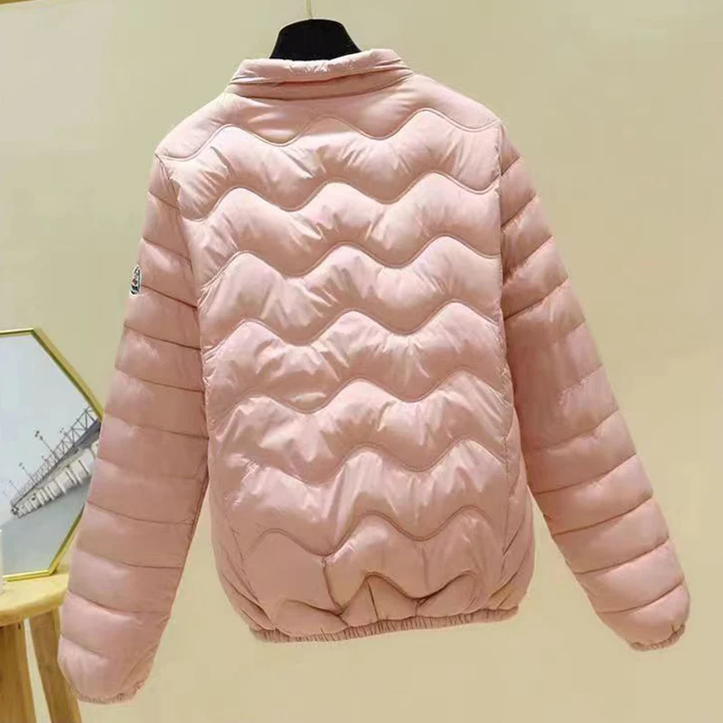 Lightweight Stand Collar Down Cotton Coats Women Classic Zipper Up Long Sleeve Winter Parkas Woman Solid Warm Puffer Jackets