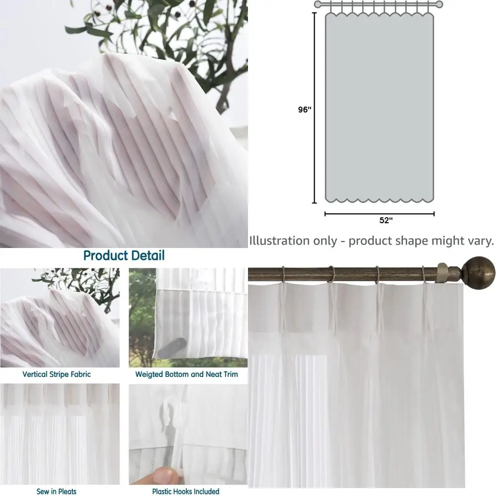 

96 длинных панелей для штор с плиссировкой и вертикальными полосами, 52 дюйма в ширину, комплект из 2 штук