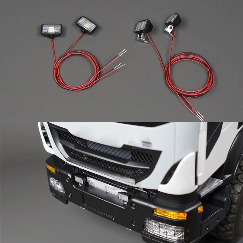 Projecteur carré LED avant et arrière, lampe de mise à niveau, lampe pour camion RC Tamiya 1/14, SCANIA 770S 56368, VOLVO, BENZ, MAN, LESU, voiture, 1 paire