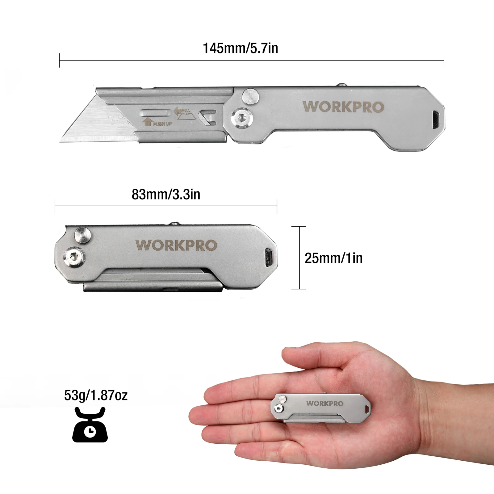 WORKPRO EDC Folding Utility Knife, Mini Box Cutter Quick Change Blade Razor Knife, Foldable Small Pocket Knife with Belt Clip