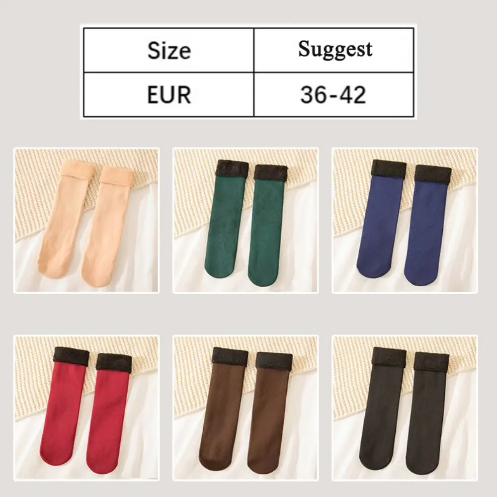 12 paia semplici addensare calzini caldi più spessi tubo centrale calzini termici di media lunghezza calzini da pavimento tinta unita calzini invernali calze da donna