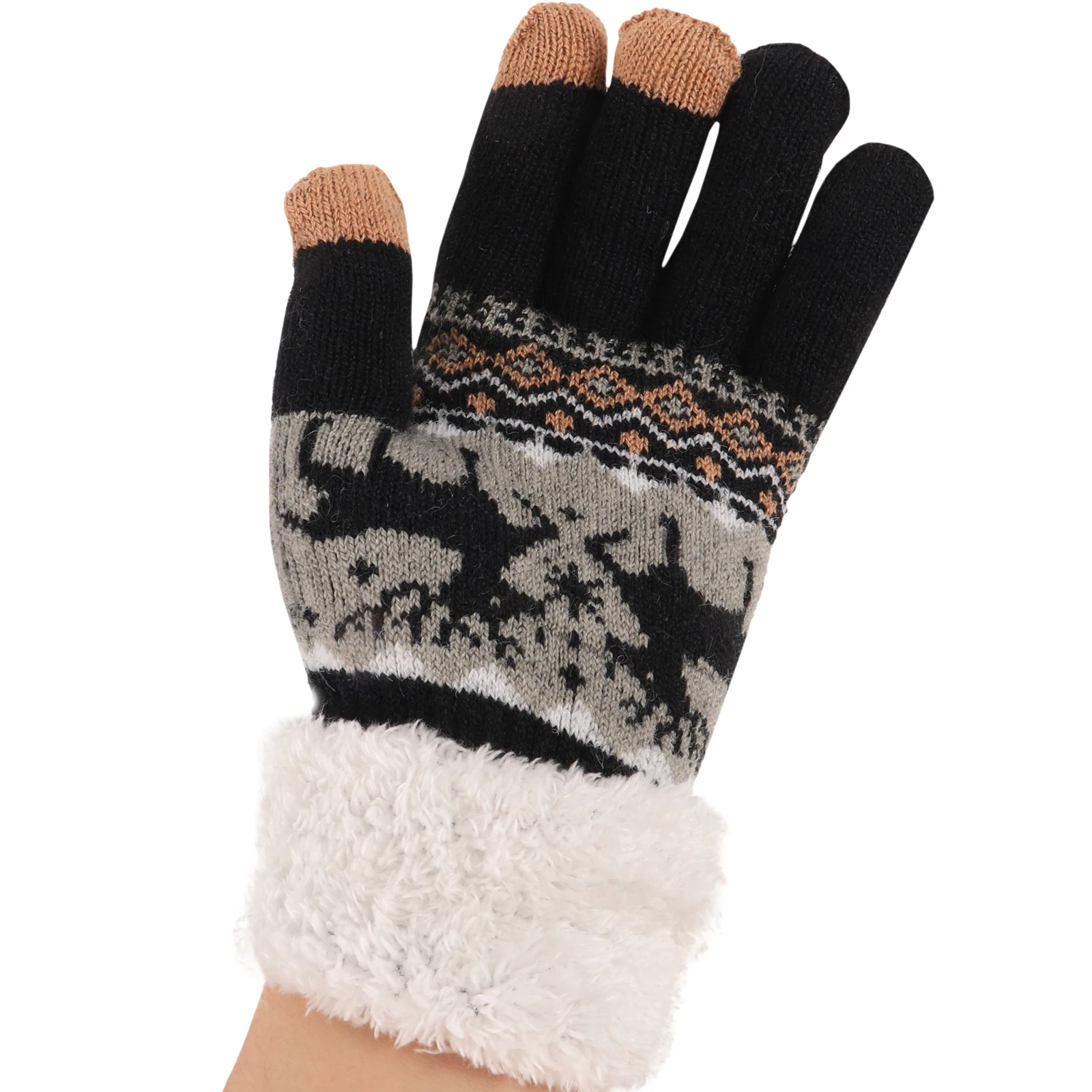 

1 Pair Christmas Snowflake Knitted Gloves Winter Warm Full Finger Women Gloves Ladies Hand Warmers Friend Gift