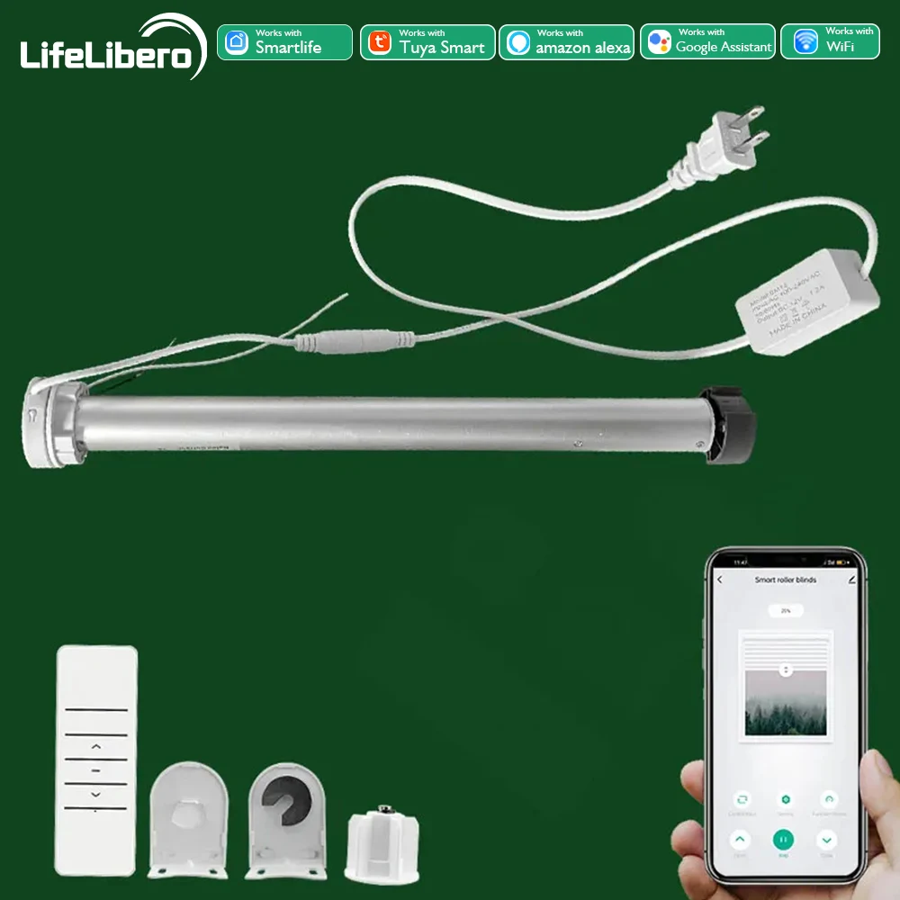 

LifeLibero Tuya Wifi Smart Curtains Roller Blinds Motor Automatic Electric Shutter Motor For 37 38mm Aluminum Tube Support Alexa