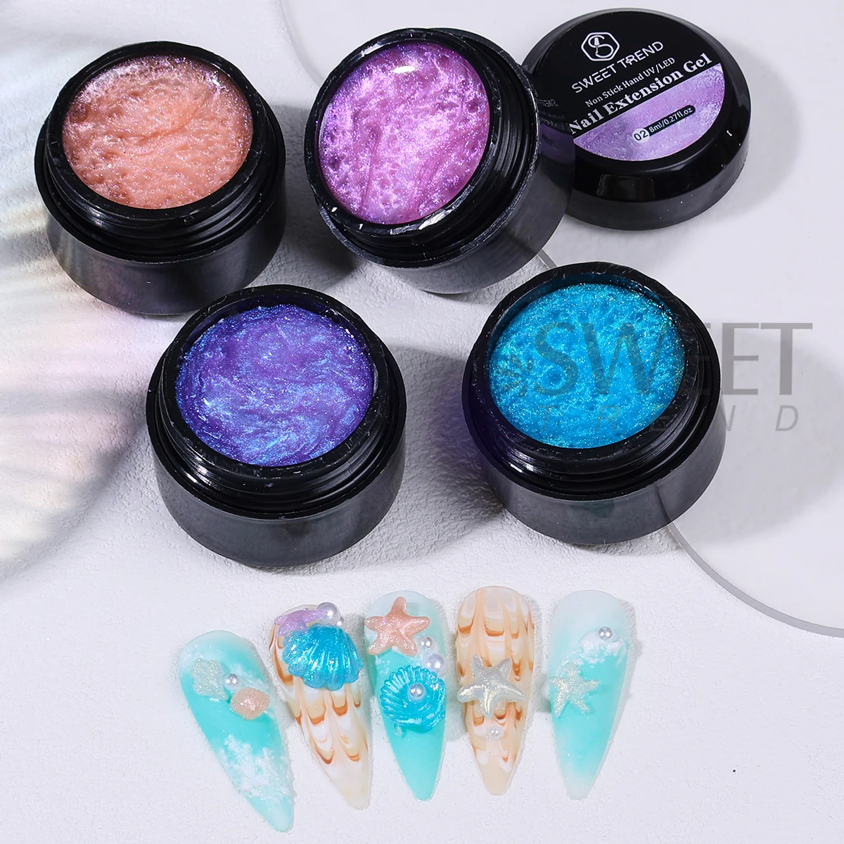 Gel de sculpture d'ongles en Satin nacré scintillant, 8ml, 3D, antiadhésif, Extension solide, modèle de fil souple, gelée, manucure Semi-Permanente