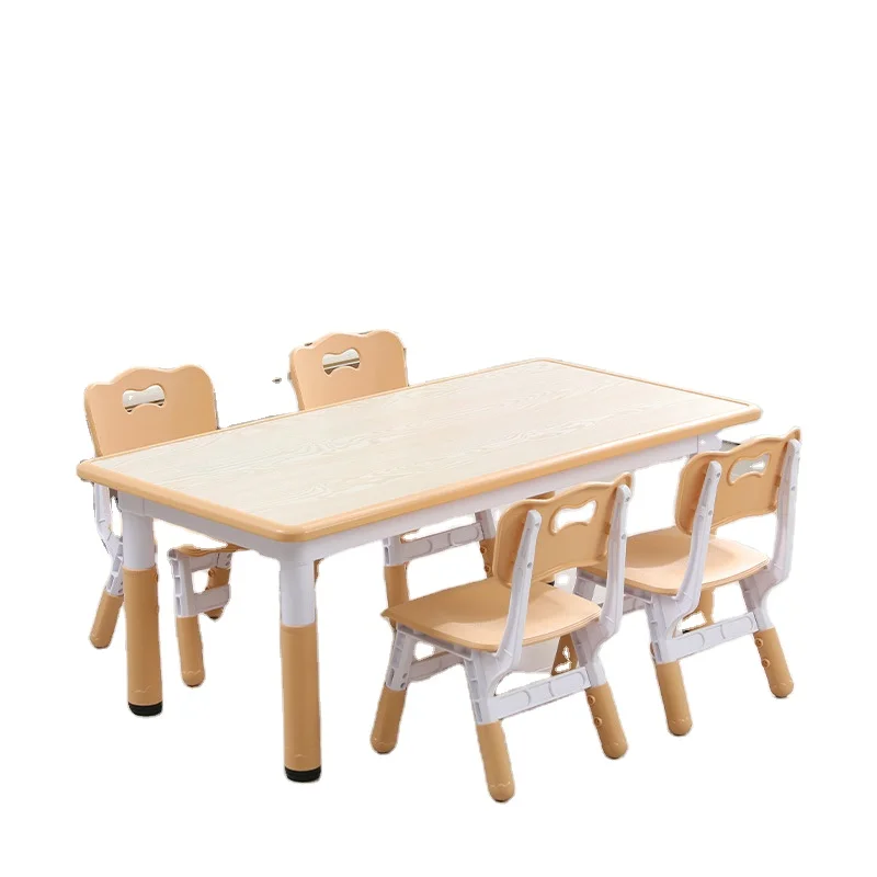 Kids Study Desk And 4 Chair Set,Height Adjustable Toddler Table And Chair Set Kids Furniture,Multifunctional Toddler Table Chair