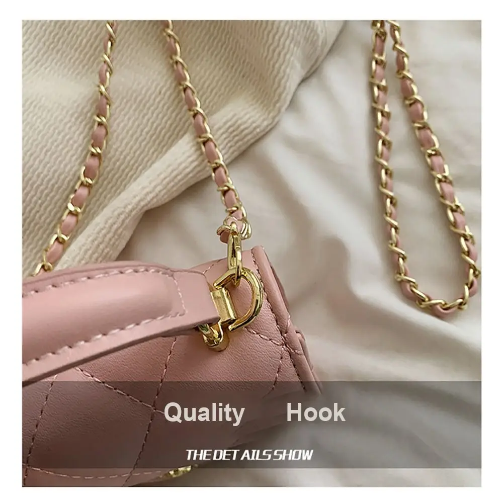 2024 New Mini Fragrance Chain Shoulder Bags Crossbody Bags PU Leather Rhombus Plaid Square Fashion Handbags Wallets For Women