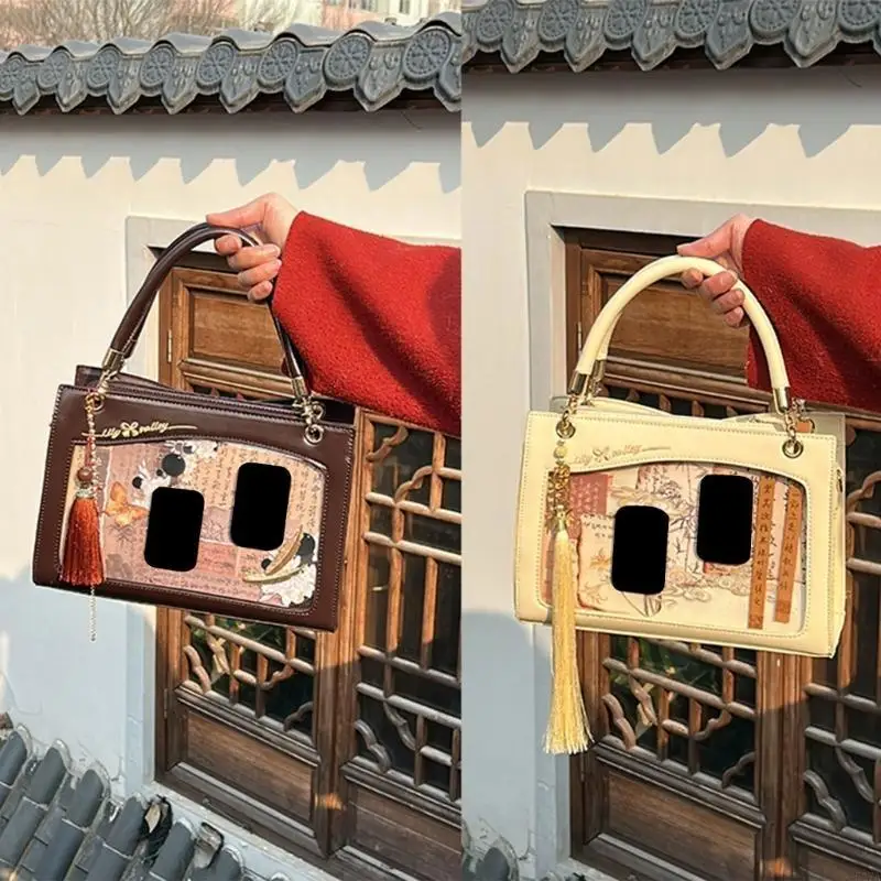 

Harajuku Shoulder Bag Women Pin Display Handbag Purse Clear Bows Crossbody Bag 547A