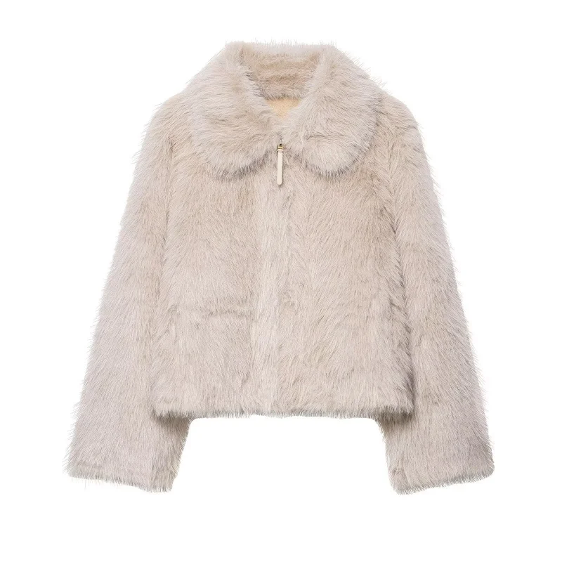 

Новое европейское и американское женское модное двустороннее пальто с эффектом искусственного меха