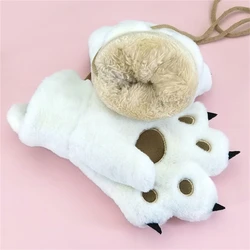 New Kawaii Kids Warm Cat Gloves Fashion Girls Cat Claw Paw Plush Mittens Soft Plush Short Fingerless full Finger Winter Gloves