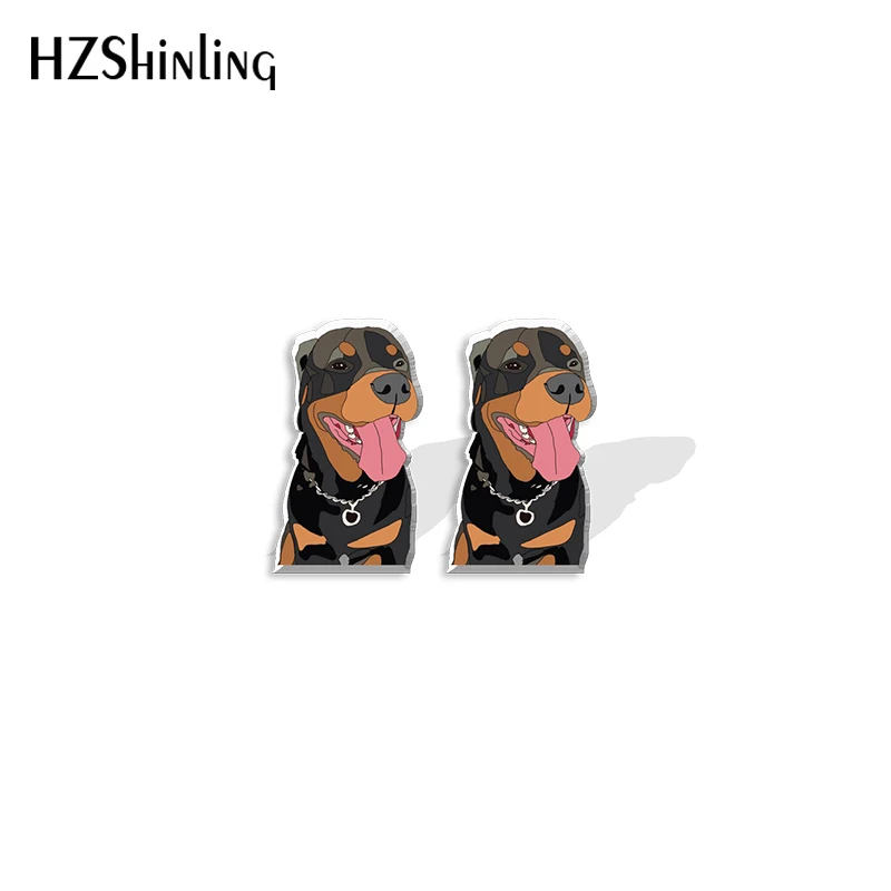 2021 New Rottweiler Stud Earring Lovely Dog Acrylic Resin Earrings Epoxy Handmade Jewelry Gifts Friends